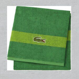 LACOSTE Big Crocodile Green Bath Towel Measures 30" x 52"